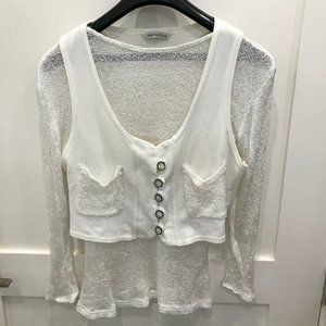 Made in Italy Cream Knit Long Sleeve with Vest